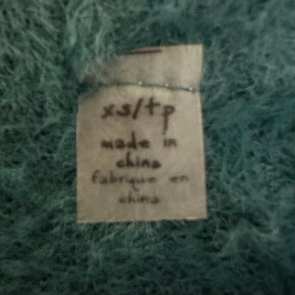 FREE PEOPLE FP ONE WYATT CARDI SOFT FUZZY BUTTON FRONT CARDIGAN TEAL Size XS - Picture 7 of 9